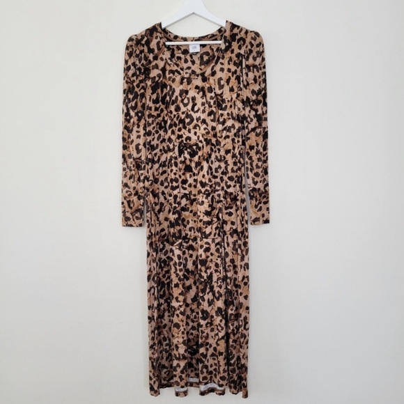 EUC Cabi Medium Black and Tan Leopard Animal Print Midi Dress - Picture 5 of 10